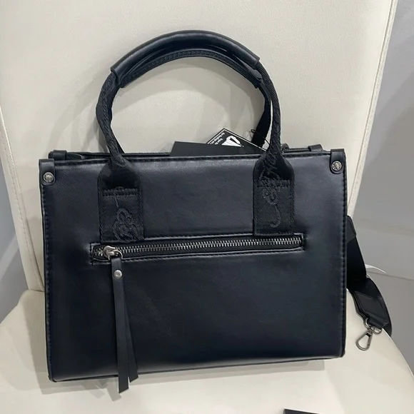 Ed Hardy Black Embossed Tiger Print Satchel Crossbody Bag &  Wallet/Wristlet - Picture 5 of 10